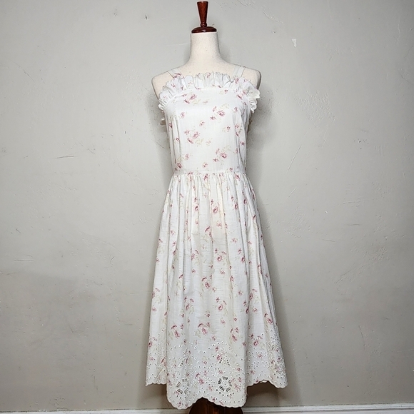 SEA New York Alouette Eyelet Lace Back Sun Dress in Cream Ditsy Size 6 - Picture 1 of 12
